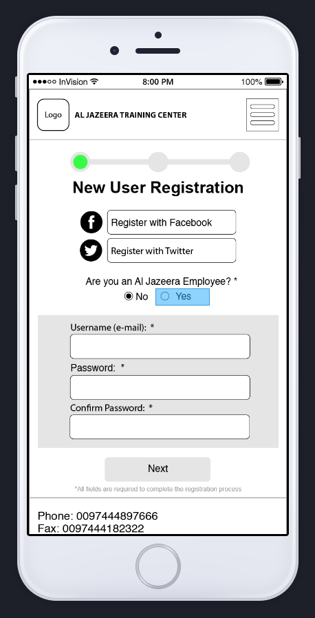 New User Registration - Step 1
