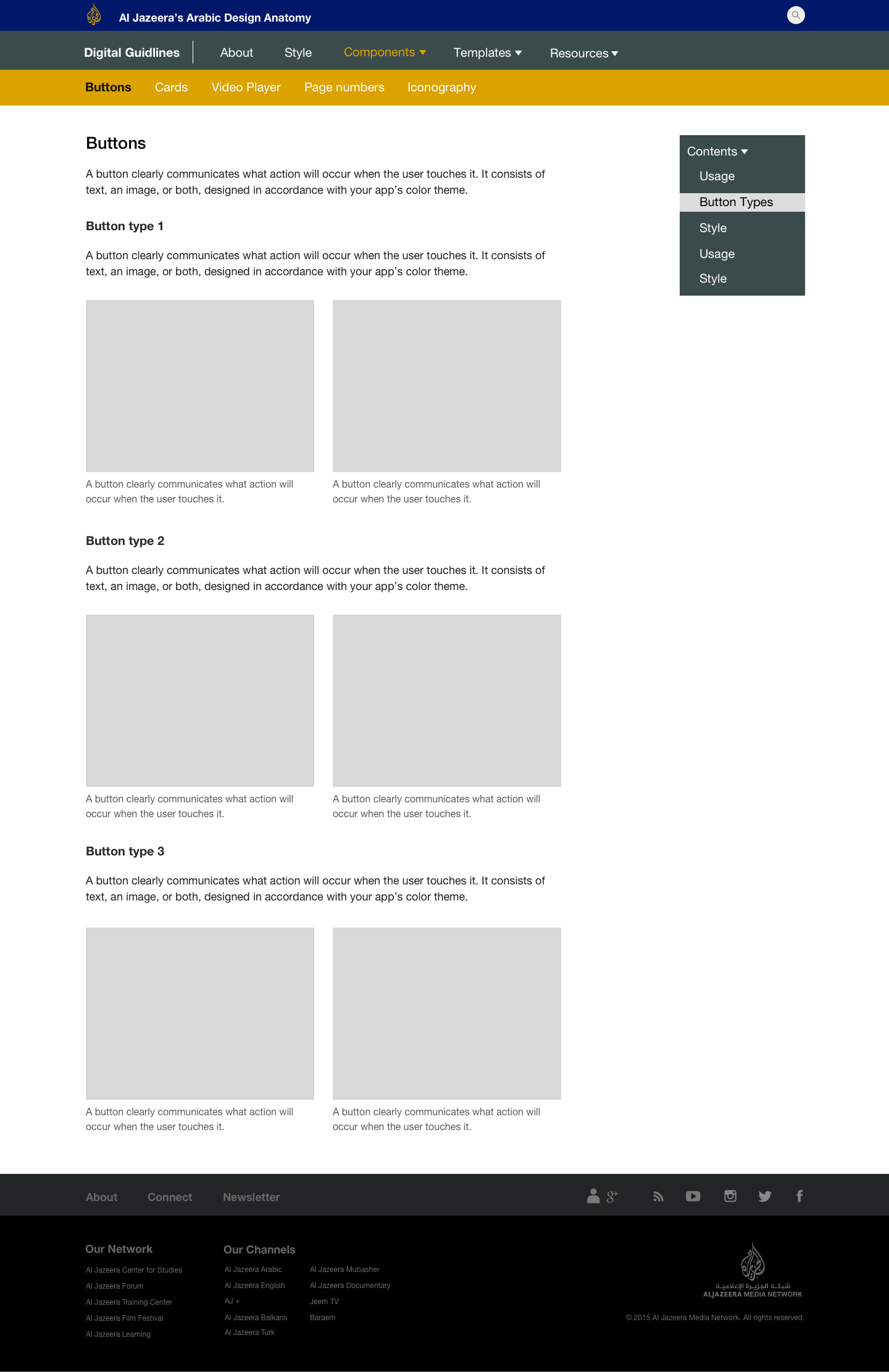 Al Jazeera Design Language System - Component Detail Page